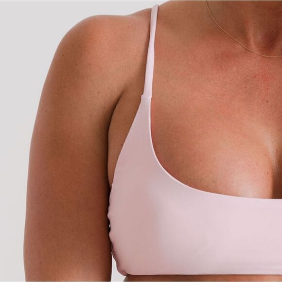 NWT: 2/$12 Scoop Bikini Tops in Blue Palm and Light Pink in Large - Picture 11 of 16